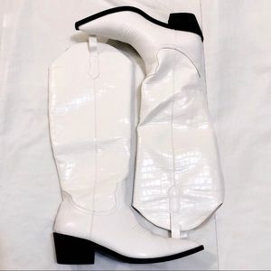 White Tall Cowboy Cowgirl Boots Western Party Costume Festival Rodeo Rave